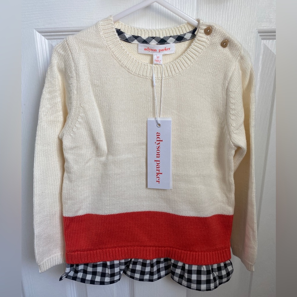 NWT Adyson Parker Long Sleeve Orange Starburst Combo Plaid Sweater